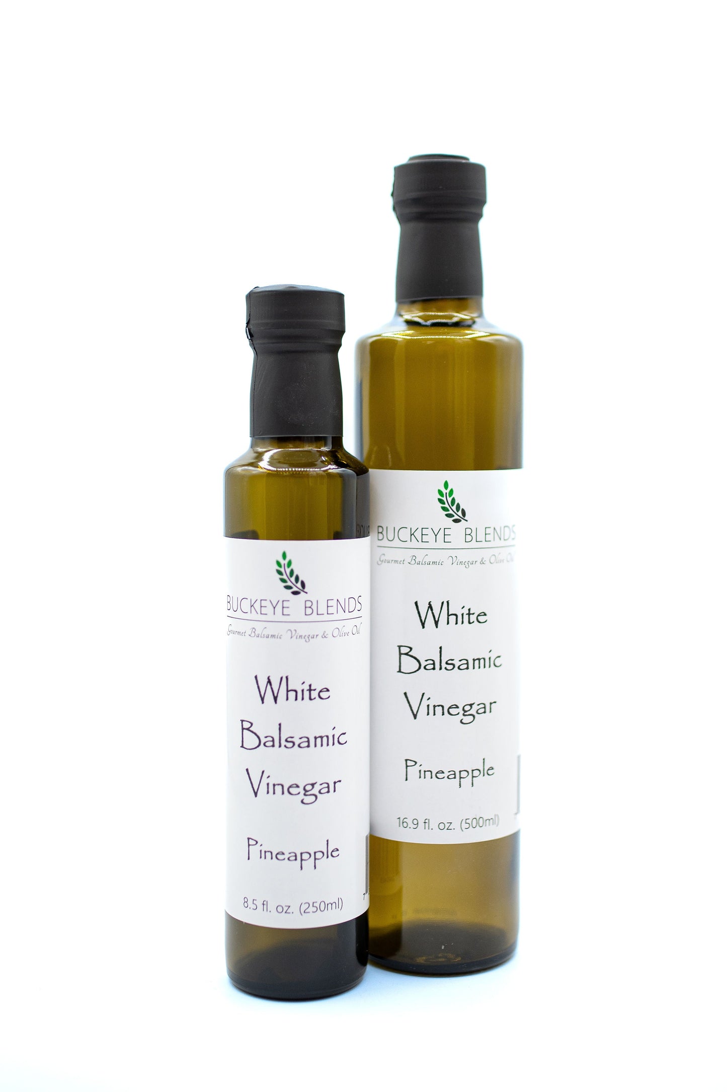 Buckeye Blends Pineapple White Balsamic Vinegar is a sweet and fruity white balsamic with a mouth-watering pineapple infusion. Mix our white balsamic with lemon olive oil for the perfect white balsamic vinaigrette.