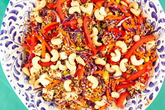 Motley Quinoa - Cashew Salad with Blood Orange Olive Oil